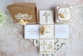 komunijny exploding box w torebce z tekturkowym kielichem 3D i kieszonką na prezent pieniężny,  w kolorach: craft, brązowy, kremowy, ivory, beżowy
