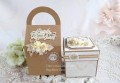 komunijny exploding box w torebce z tekturkowym kielichem 3D i kieszonką na prezent pieniężny,  w kolorach: craft, brązowy, kremowy, ivory, beżowy