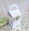 komunijny exploding box ze złotą monstrancją w torebce w kolorach biały, ivory, zielony, złoty, różowy, miętowy