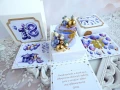 Exploding box z okazji 18 urodzin z ozdobną torebką w kolorach: biały, kremowy, różowy, złoty, fioletowy