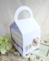 exploding box na chrzest w torebce z aniołkiem w kolorach: biały, ivory, różowy, zielony