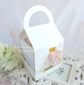 ślubny exploding box w torebce, z pudełkiem na pieniądze w kolorach: biały, kremowy, złoty, jasny róż